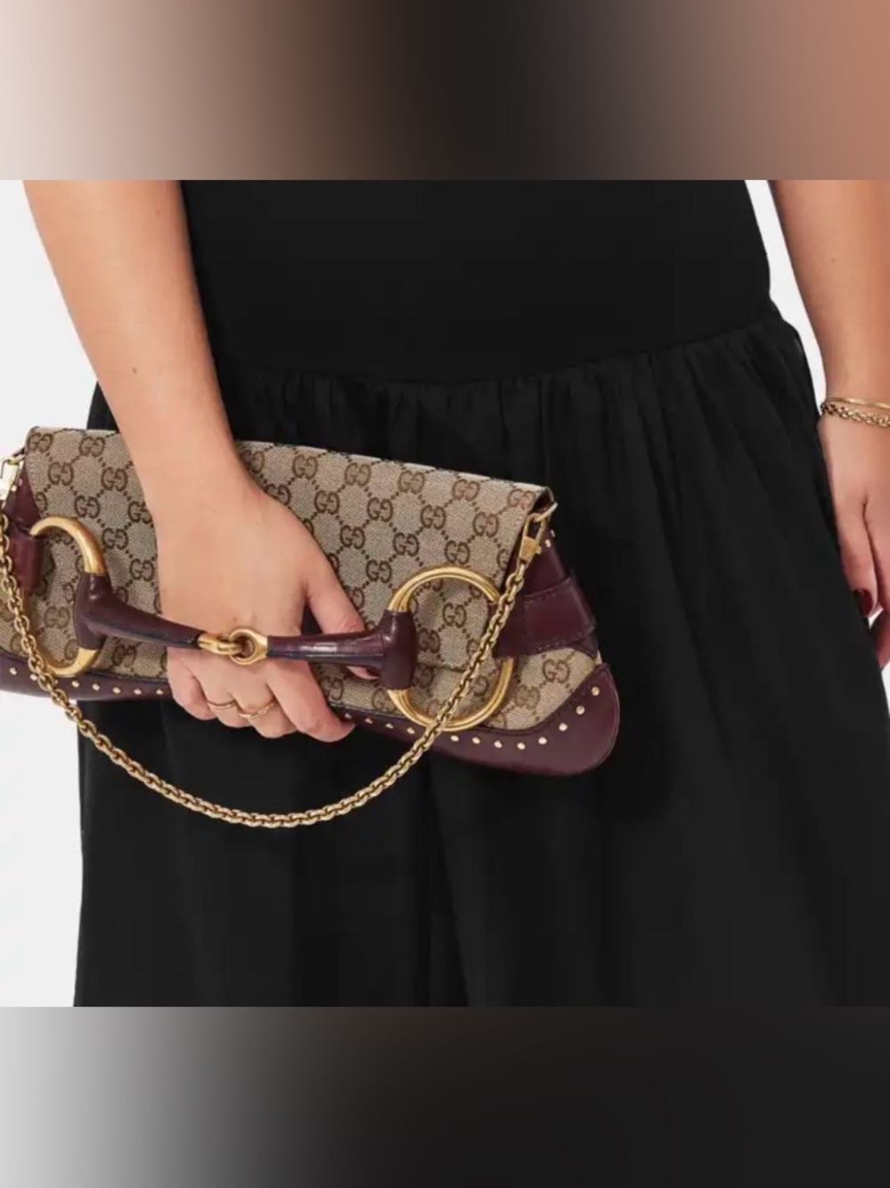 VINTAGE GUCCI Large  Horsebit Chain Bag & Clutch - authentication papers incl